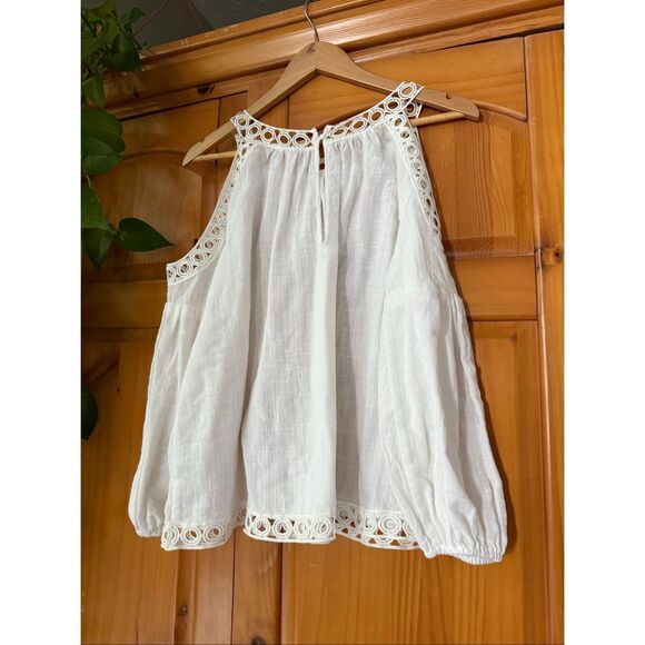 “Miss Love White Cold Shoulder Blouse Small Crochet Trim Boho Festival Top” - Picture 6 of 11